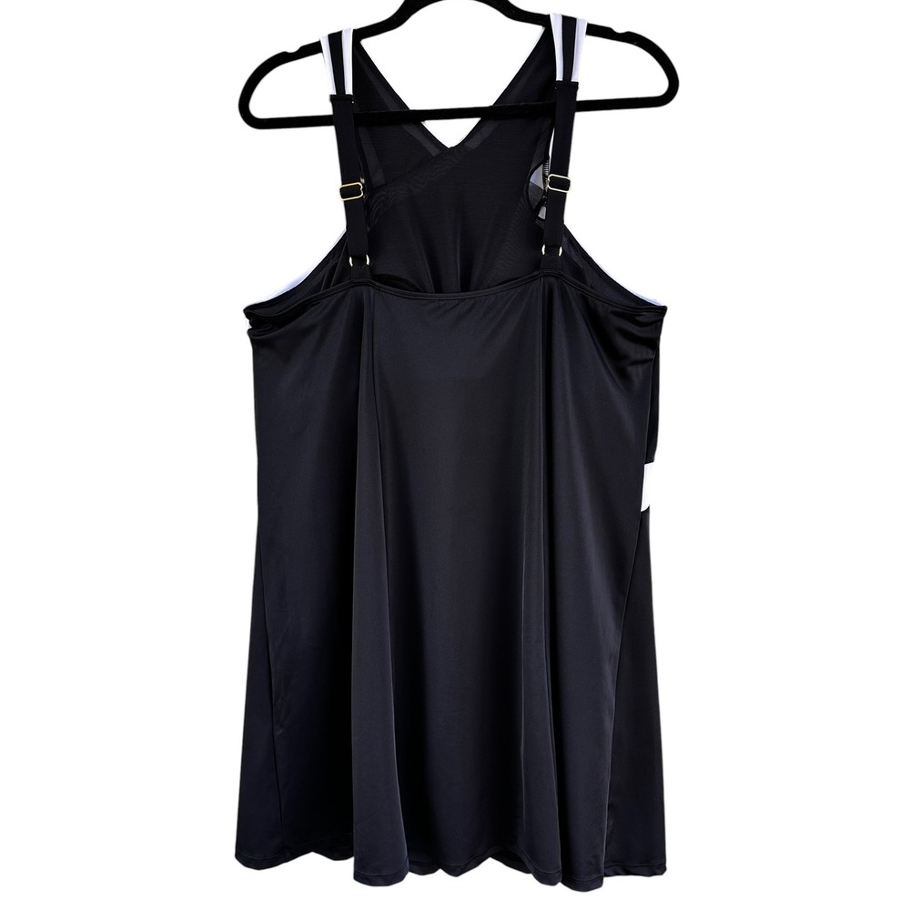 Swimsuits For All Plus Size Black White Criss Cross Neck Swim Dress‎ Size 18 - Picture 2 of 12